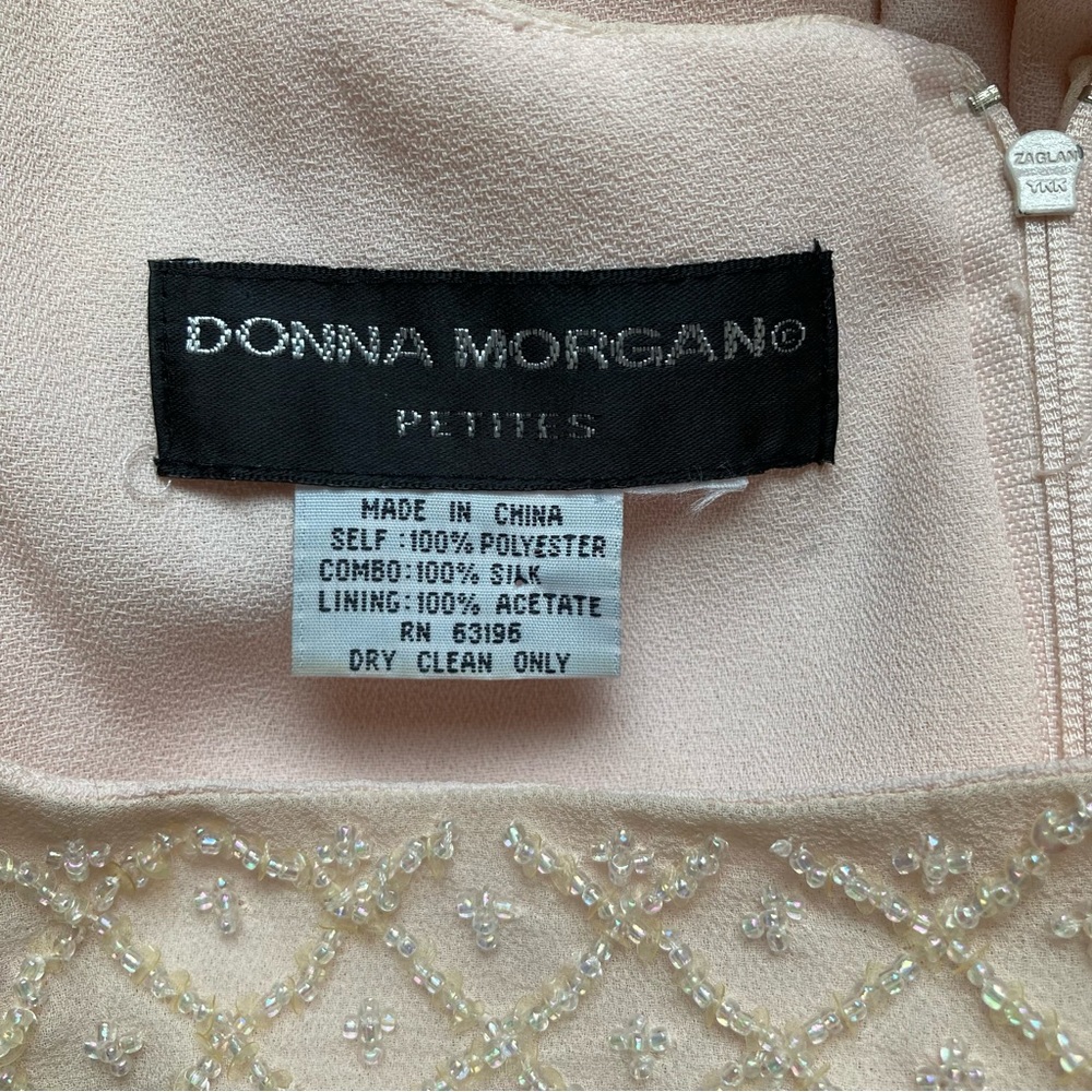 Donna Morgan Petites Silk Blush Pink Beaded Sheath Cocktail Dress Est. Size 2/4P - Picture 6 of 7
